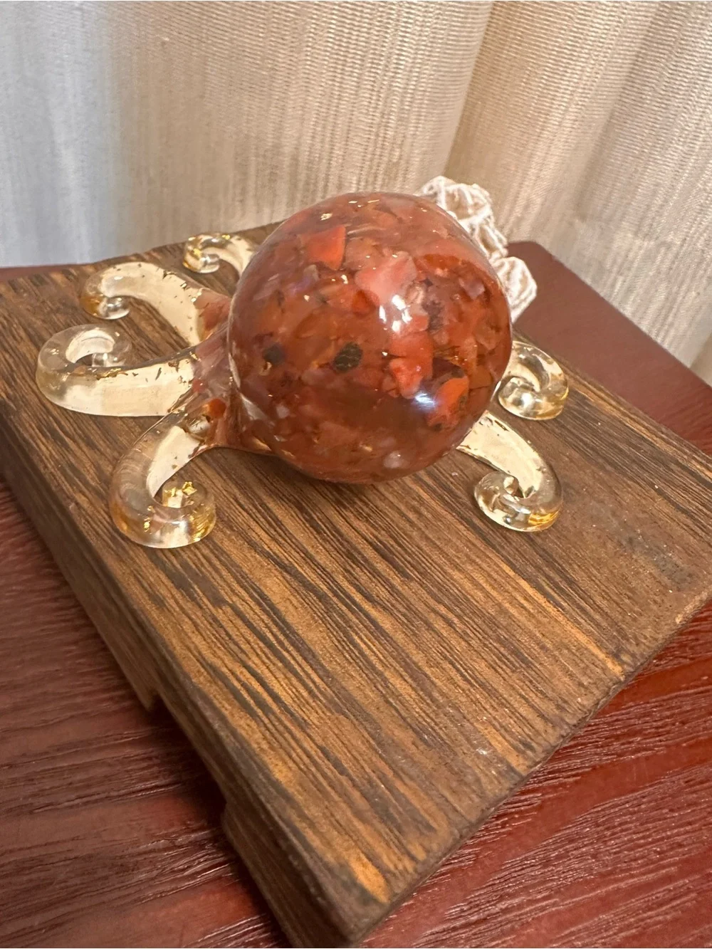 Resin and Red Jasper Crystal Chips Octopus Sculpture - Picture 10 of 12